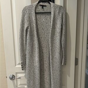 White House Black Market Light Gray Long sequined Knit Cardigan Duster